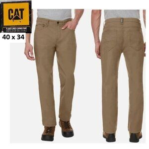 CAT Caterpillar Size 40 x 34 Men's Brown Fleece-Lined Canvas Work Pants